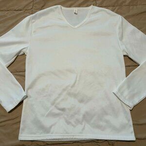White Fleece V-Neck Sweatshirt Medium